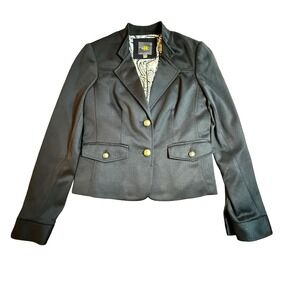 Vintage Outback Red Military Black Blazer Brass Button Paisley Lining Womens S